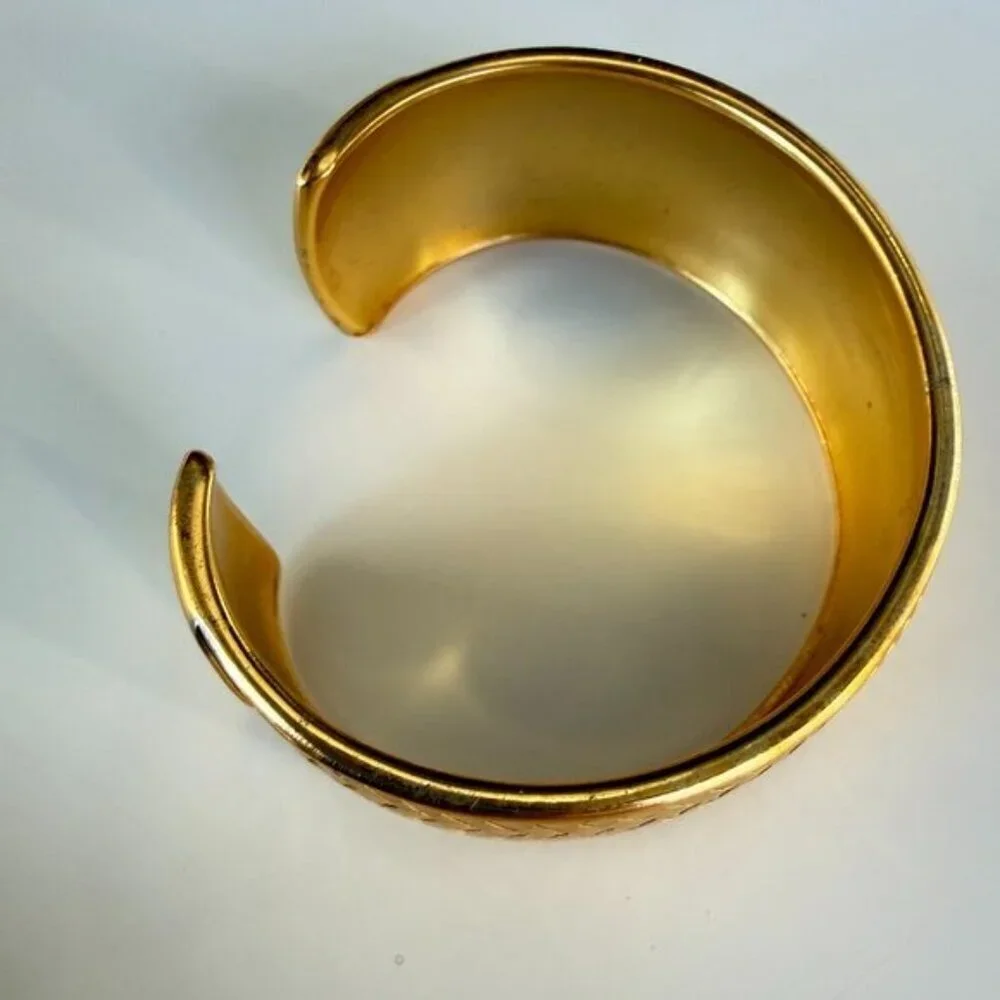 Gold Plated Sterling Silver Basketweave Cuff Bracelet